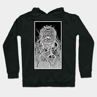 Monstah, line art, white on black Hoodie